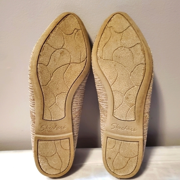 Skechers Ballet Flats Boho Woven Fabric Embroidered Cleo Wham Tan Gold Size 8 - Picture 8 of 8